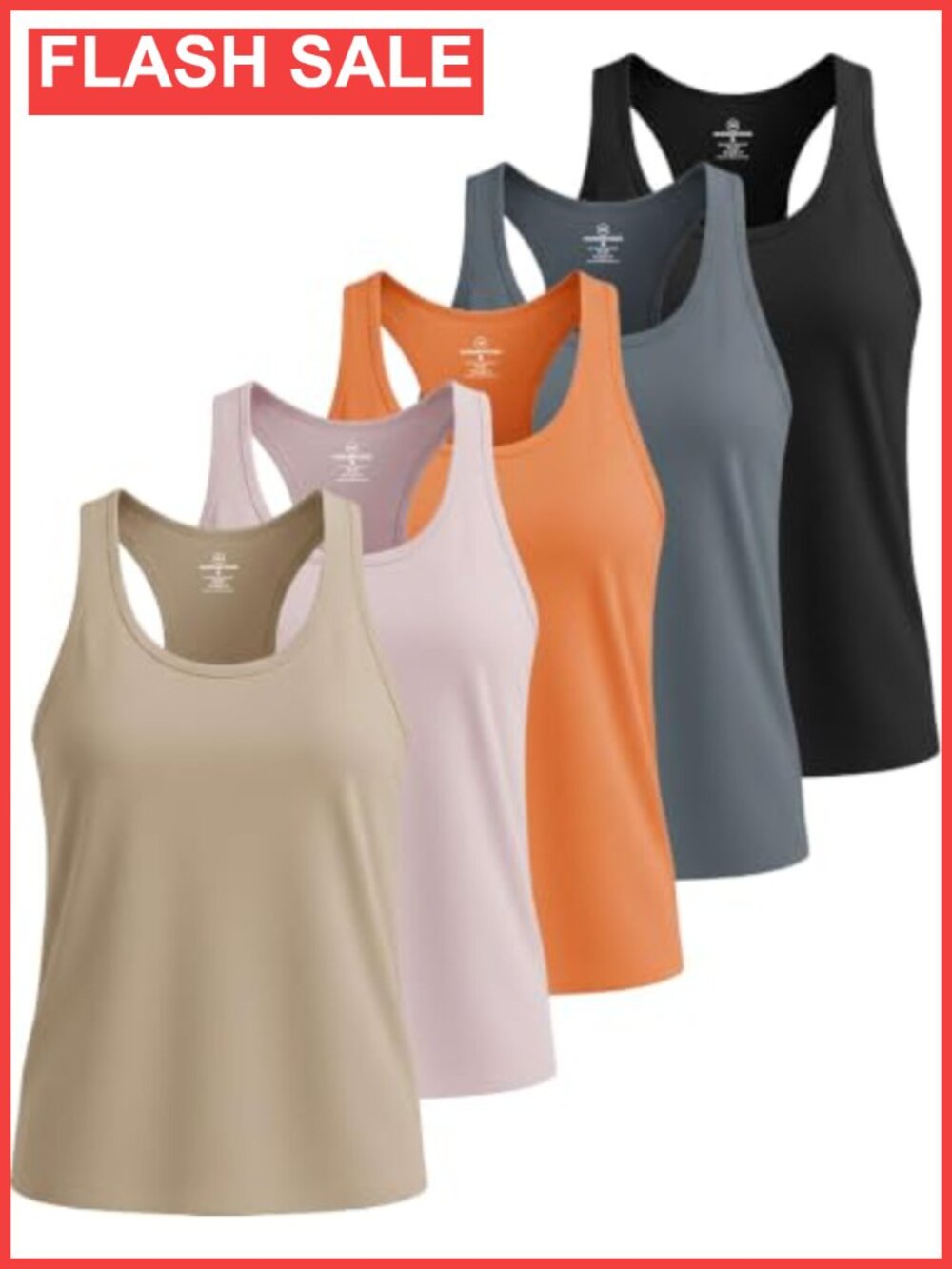 5 Pack Women's Dry Fit Racerback Tank Tops Sleeveless Athletic Workout Gym Tops